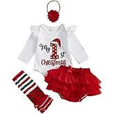 BeQeuewll My First Easter Baby Girl Outfit Newborn Bunny 1st Letter Romper+Tutu Shorts+Headband+Stockings 4Pcs Spring Set