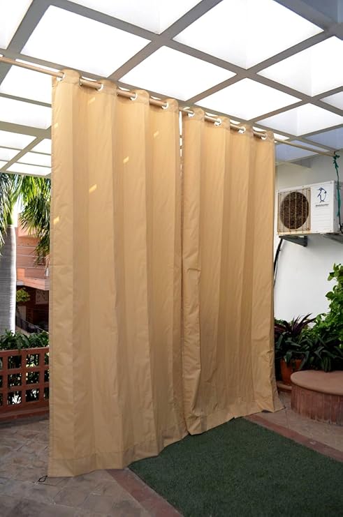Buy Hippo Waterproof Outdoor Curtains Beige 4 5 Ft X 7 5 Ft