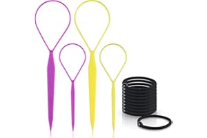 Topsy Tail Hair Tools, TsMADDTs 4 Pcs Styling Kit with French Braid Tool and 10 Hair Ties, 2 Colors