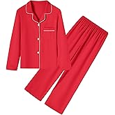Umeyda Girls & Womens Modal Pajamas Set Soft Long Sleeve 2 Pieces Button Down Pjs