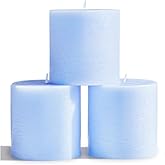 CANDWAX 3x3 Pillar Candles Set of 3 - Rustic Unscented No Drip Baby Blue Candles for Home Decor, Weddings, Gender Reveal Parties