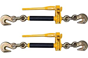 Falcon Cargo 2-Pack 3/8-1/2" Folding Ratchet Load Binder G70 & G80-12,000 LBS WLL - Clevis Grab Hook, Chain Tie-Down