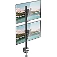 WALI Dual Monitor Desk Mount Stand for LCD LED Flat Screen TV Holds in Vertical Position 2 Screens up to 27 Inch with Optional Grommet Base (M002XLS), Black