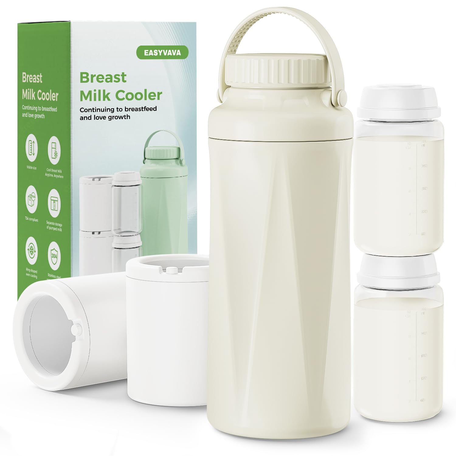 Photo 1 of EASYVAVA Portable Breast Milk Cooler Bottle-22oz Breastmilk Chiller for Outdoor Travel Mom, Keeps Milk Fresh Cooling for 24 Hours,Breastfeeding Essentials with 2pcs Bottle for Breastmilk Storage