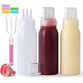 Werduoland 3 Hole Squeeze Bottles for Sauces Plastic Condiment Squeeze Bottles Ketchup Dispenser Salad Dressing Container Squ