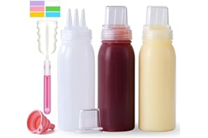 Werduoland 3 Hole Squeeze Bottles for Sauces Plastic Condiment Squeeze Bottles Ketchup Dispenser Salad Dressing Container Squirt Kitchen Squeeze Bottles for Oil BBQ Paint Pancake Art 3 Pcs 13oz/380ML