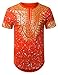 URBANCREWS Mens Hipster Hip Hop Splatter Dashiki Longline T-shirt ORANGE, XL