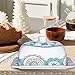 French Butter Dish Keeper Large with Lid Cover, 7 Inch Porcelain, Holds Up to 2 Sticks of Butter, Mint Blue