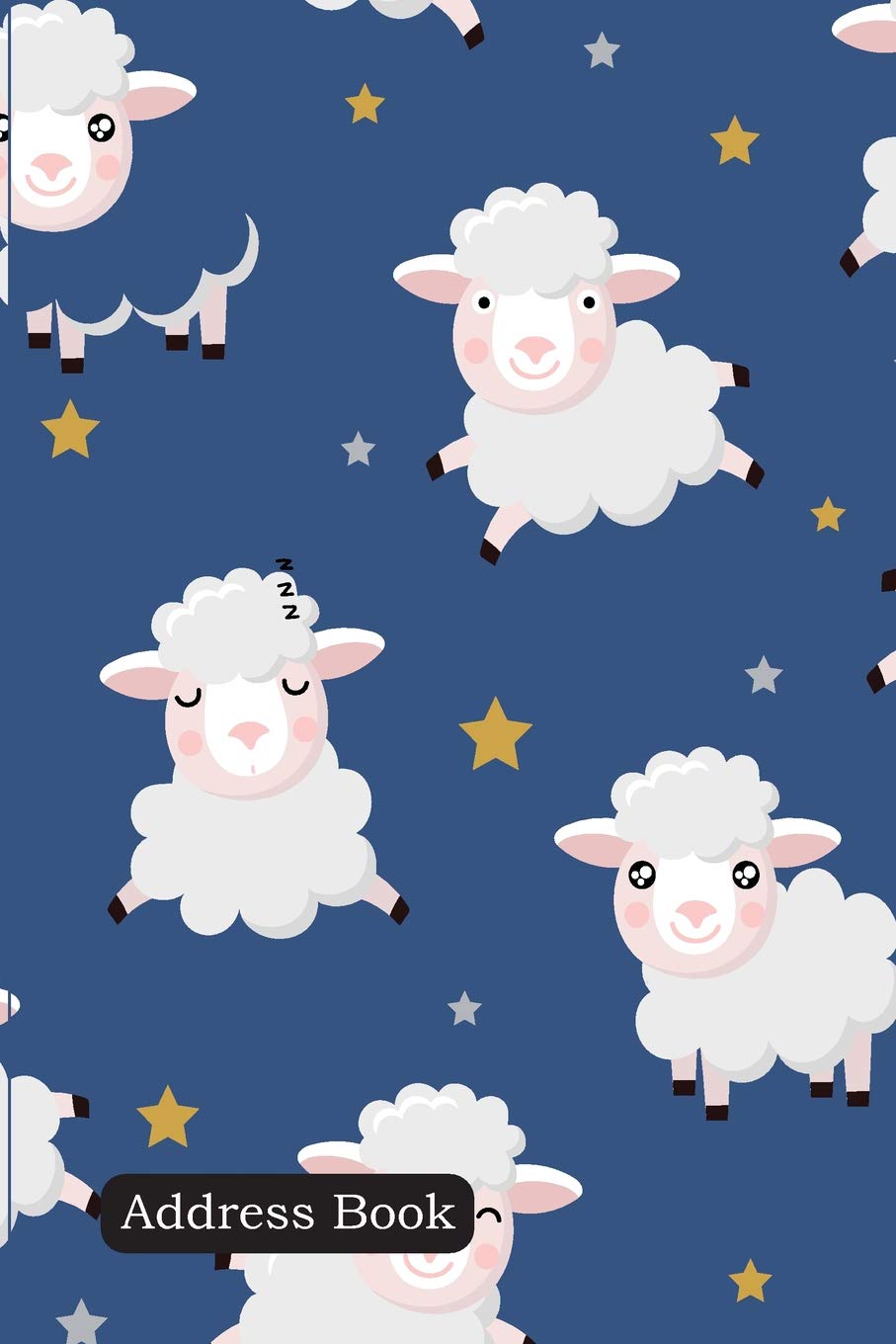 Address Book: Include Alphabetical Index With Cute sheeps and stars seamless pattern cover