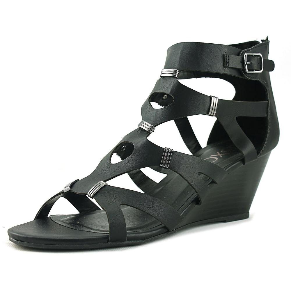 xoxo black wedge sandals