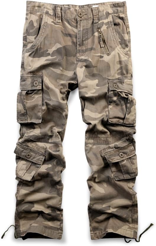 OCHENTA Men's Casual Military Cargo Pants, 8 Pockets Work Combat Outdoor Trousers