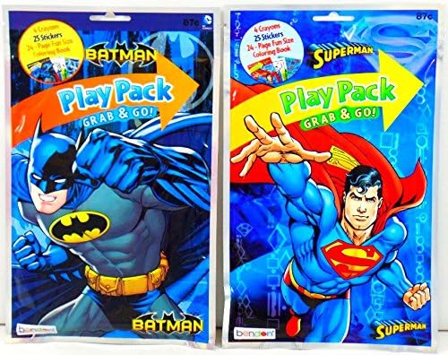 Superhero Power Combo Batman & Superman - Set of 24 Play Pack Grab & Go - party coloring and activity play packs