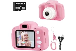 ASIUR Kids Camera Toy, Christmas Birthday Gifts for Girls Age 3-10, 1080P HD Video Cameras for Toddler, Toys for 3 4 5 6 7 8 9 10 Year Old Girl with 32GB SD Card - Light Pink