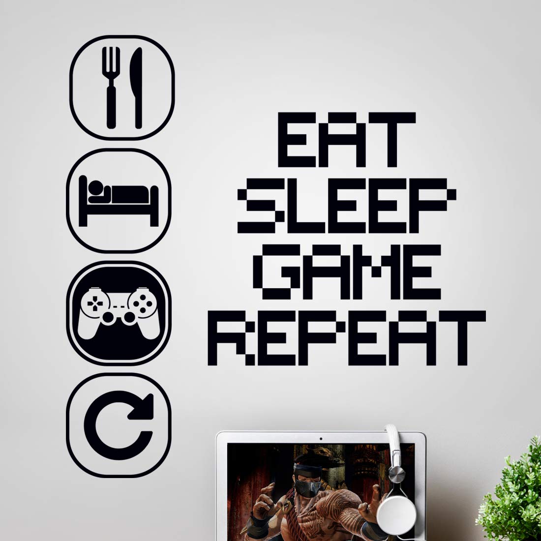 Wall sticker art gaming boys bedroom stickers Eat Sleep Game Repeat room accessories boy decor gamer decal posters kid decals bedrooms children graffiti wallpaper vinyl poster teenage decoration mural