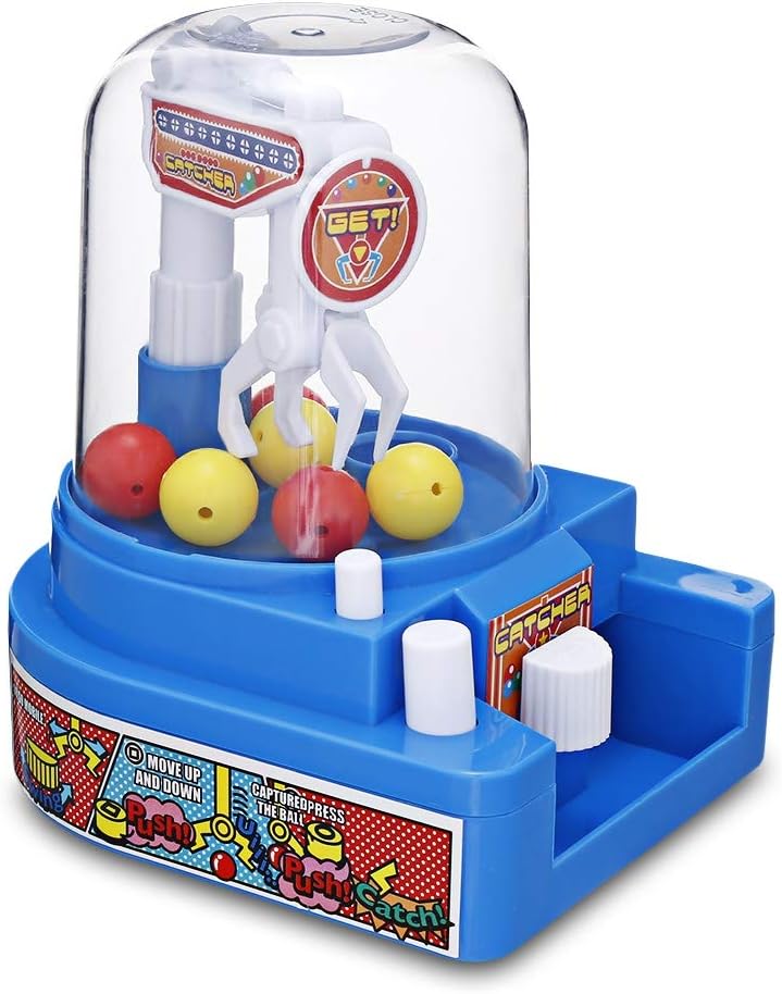 BISOZER Mini Claw Game Toys, Toy Electronic Mini Arcade Claw Candy Treats and Toy Ball, Claw Grabber Candy / Balls Machine Grabber Toy - Creative UFO Catcher Toy for Children (Blue)