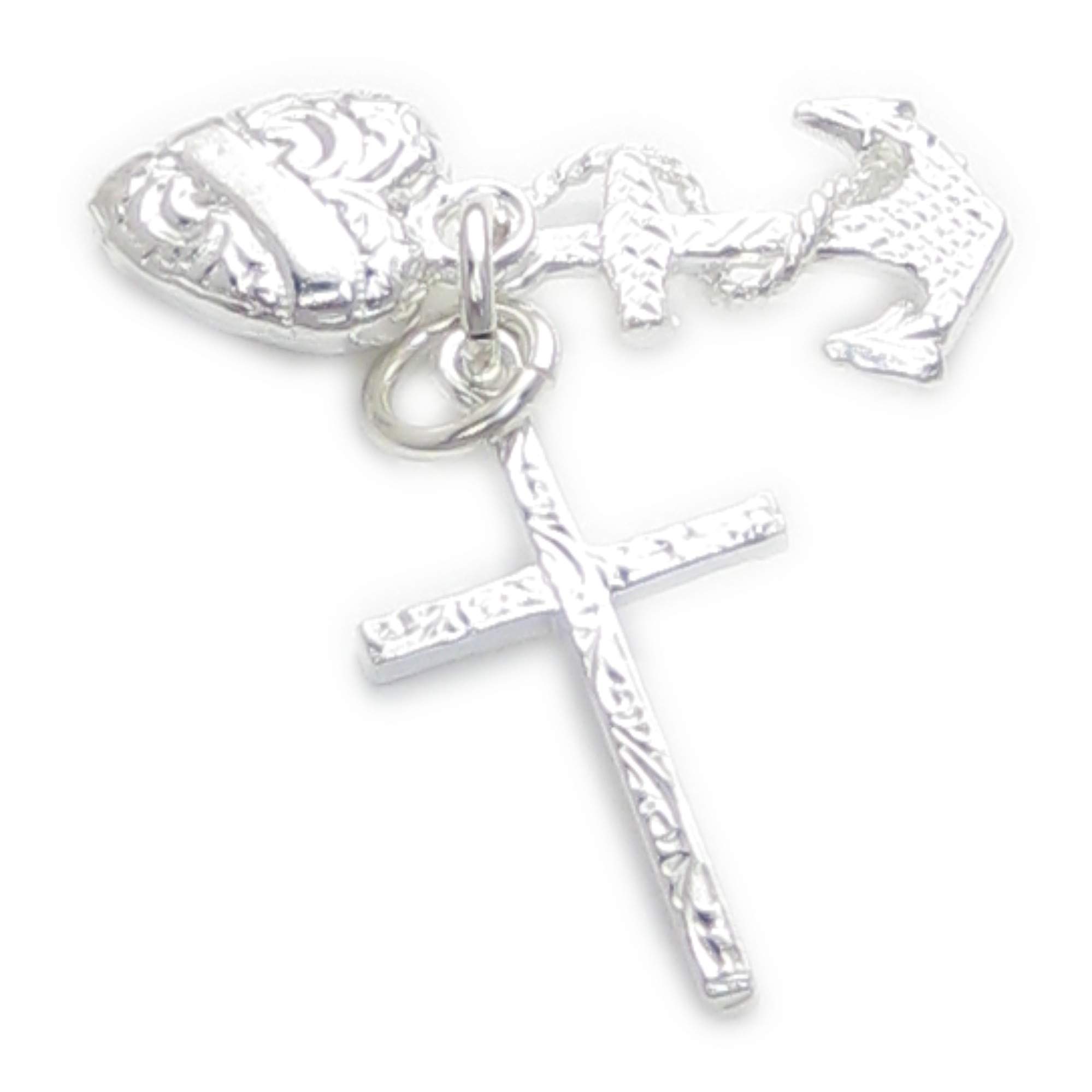Maldon Jewellery Faith Hope Charity sterlng silver charm .925 x1 Heart Cross Anchor charms