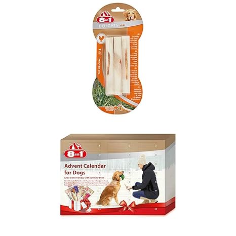 8in1 Delights Chicken Kauknochen (gesunder Kausnack für Hunde, hochwertiges Hähnchenfleisch eingewickelt in Rinderhaut), vers