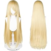 UTIEHD 100cm / 40 Inch Long Wig, Universal Costume Wig, Perfect for Party, Festivals, and Halloween (Blonde)