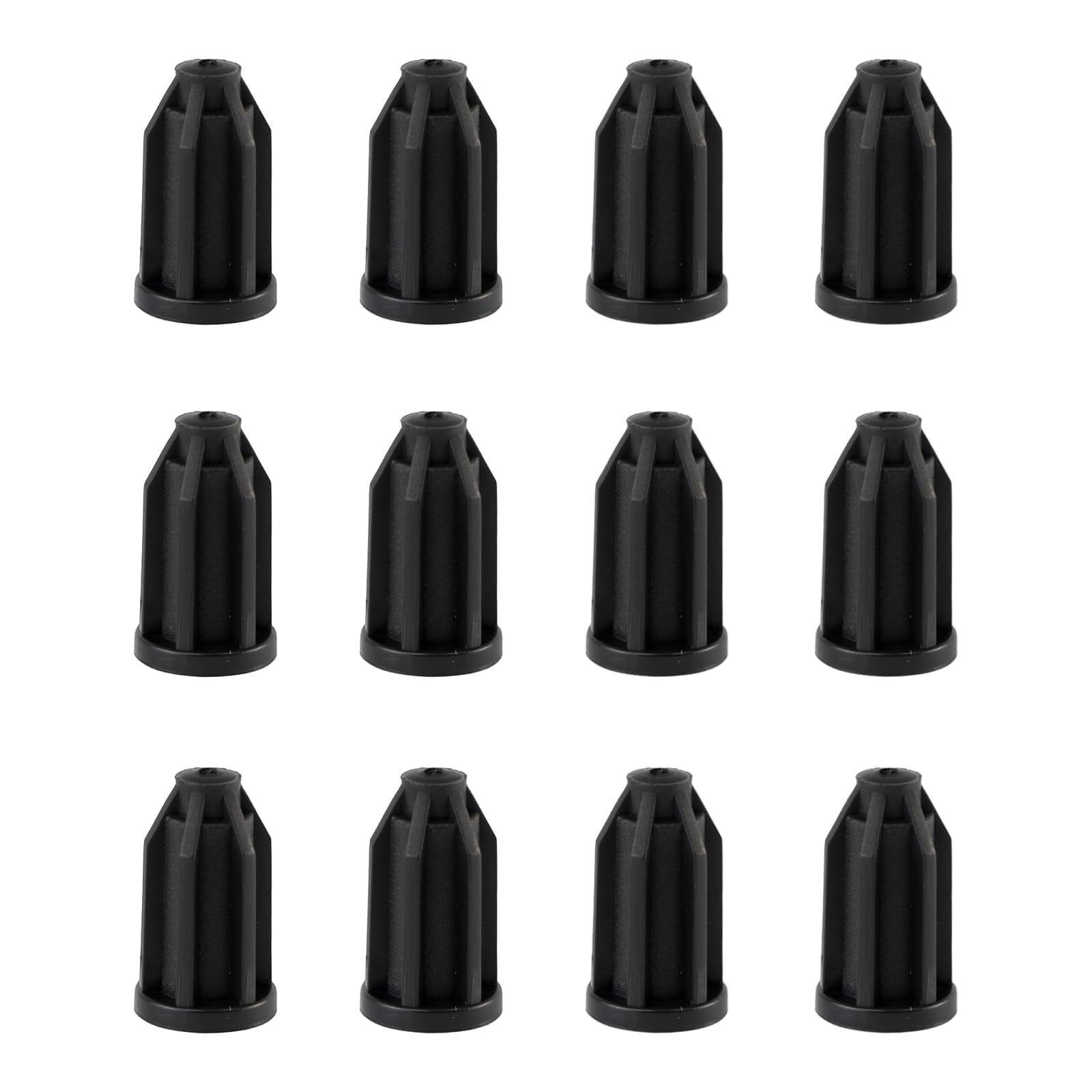 Photo 1 of 12-Pack Plastic Caster Socket Black Sleeves - Round Inserts for Chair Caster Wheel Stem (1 Inch Wheel, 7/16 Inch Inside Stem)