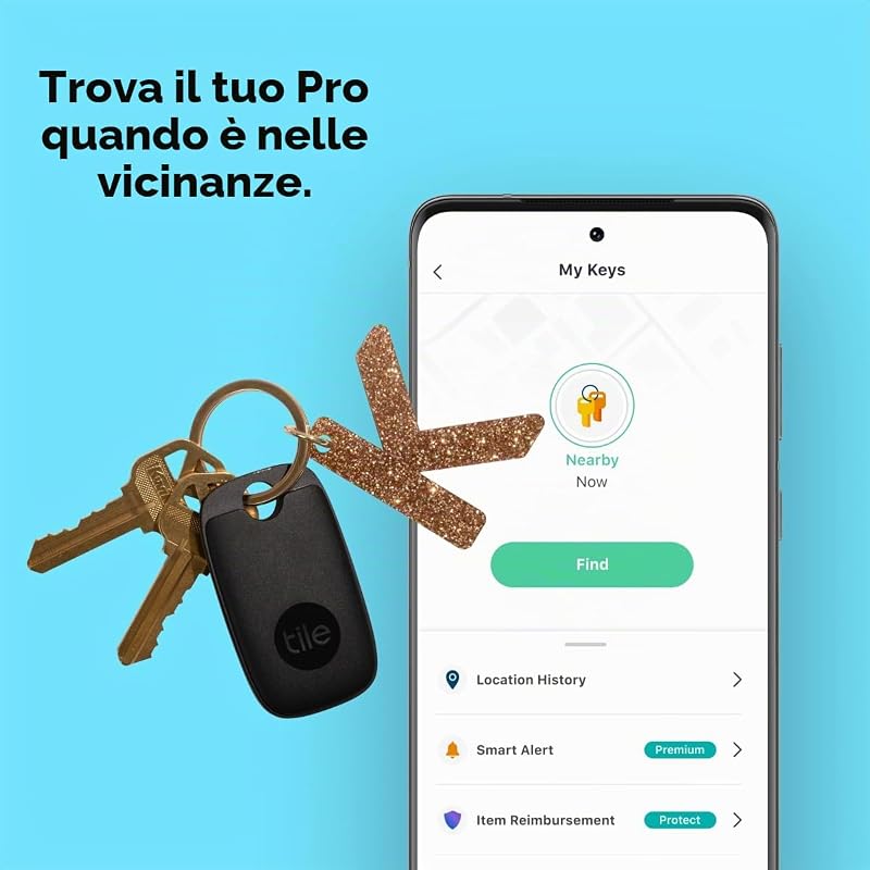 Pro (2022) Bluetooth Trova oggetti, 1 Pezzo, Portata di rilevamento 120 m, compatibile con Alexa e Google Smart Home, iOS e Android, Trova chiavi, telecomandi e altro, nero