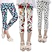 Gellwhu 3-Pack Girls Capris Leggings Toddler Cropped Tights Pants Flower Printed