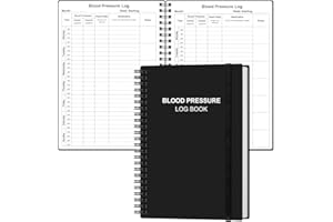 HEVEBOIK Blood Pressure Log Book - Record & Monitor Your Daily Blood Pressure, Heart Rate Readings at Home, 5.8" x 8.5", Black