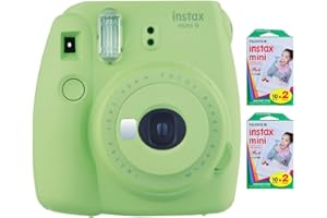 Fujifilm Instax Mini 9 Instant Camera (Lime Green) with 2 x Instant Twin Film Pack (40 Exposures)