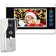 AMOCAM Video Doorbell Intercom System, 7 Inches Alloy Panel Monitor HD Camera Wired Video Door Phone Kits, Support Unlock, Monitoring, Dual-Way Intercom Indoor Outdoor for Villa Office Apartment