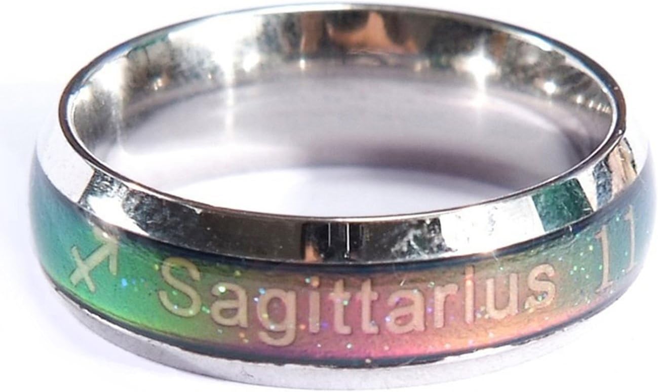 Twelve Constellations Mood Ring Titanium Steel Color Change Stress Reliever Feeling Emotion Mood Necklace Pendant with Box