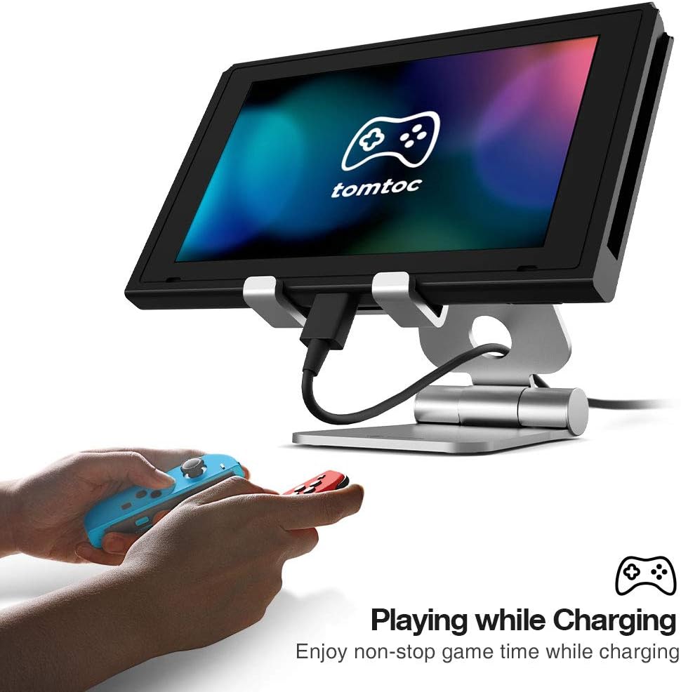 tomtoc Play Stand for Nintendo Switch, Multi-Angle Adjustable Desktop Gaming Stand Holder Compatible with iPhone | iPad Mini | Samsung Galaxy | eBook and Other up to 7.9-inch Tablet Device: Video Games
