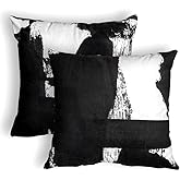 Vineland Throw Pillow Covers Set Black and White Abstract Farmhouse Cushion Case 18 x 18 Inch, Double-Sided Printing, Square Decorative Pillowcase for Home Car Sofa Decor