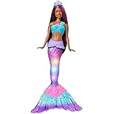 Barbie Mermaid Doll with Water-Activated Twinkle Light-Up Tail, Barbie Dreamtopia Mermaid Toys, Purple-Streaked Hair
