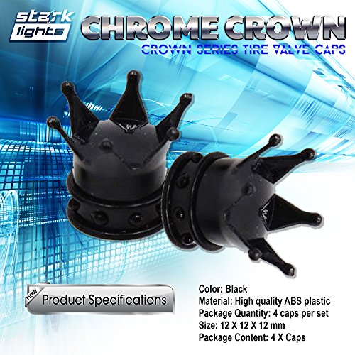Black Crown Tire Wheel Stem Air Valve Caps Car Truck Hot Rod Bike US - 4PCS Set