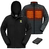 TIDEWE Men’s Heated Jacket 3-in-1 with Hood and Battery Pack, Heated Coat for Hunting, Skiing