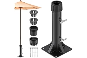 Lifeswell Heavy Duty Patio Umbrella Stand Base with Steel Hand Screws, Outdoor Deck Bracket for Poles up to 2", Full Welding,