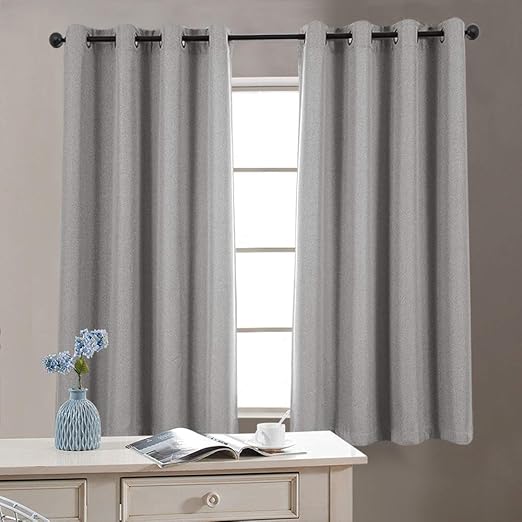 Amazon Com Vangao Grey Linen Textured Curtains For Bedroom 54