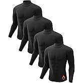 5 or 4 Pack Thermal Shirts for Men Turtle Neck Fleece Lined Long Sleeve Tops Workout Base Layer Cold Weather Gear