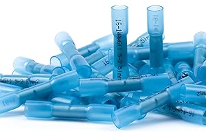 AIRIC Heat Shrink Butt Connectors 16-14 AWG, 100 Pcs Waterproof Electrical Crimp Splice Terminal for Auto Repair, Insulated M