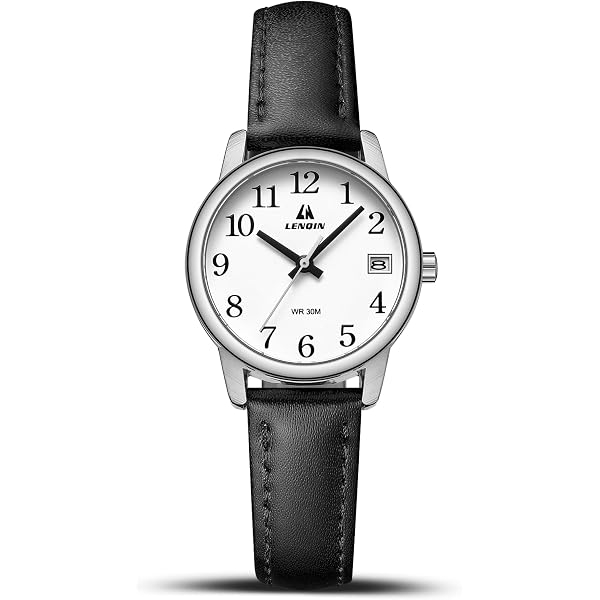 Women\'s Silver Black Leather Strap Analog Quartz Luminous Dial Waterproof Watch Amazon.com: OLEVS Black Leather Watch Women Fashion Luxury  main image 2