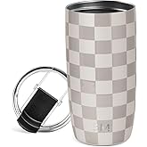 Simple Modern Travel Coffee Mug Tumbler with Flip Lid | Reusable Insulated Stainless Steel Cold Brew Iced Coffee Cup Thermos | Gifts for Women Men Him Her | Voyager Collection | 16oz | Checkmate