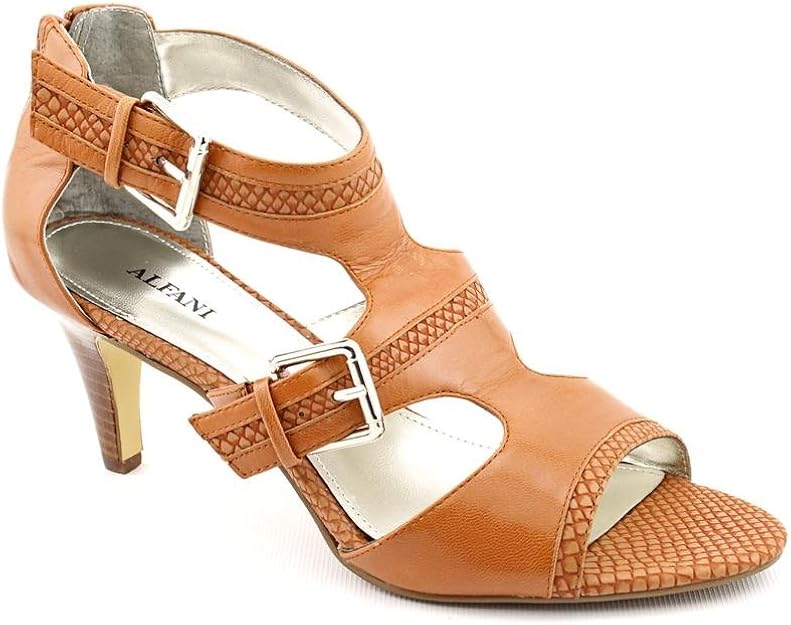 Amazon.com | Alfani ODETTE Womens Size 7.5 Brown Open Toe Leather Wedge Sandals Shoes 