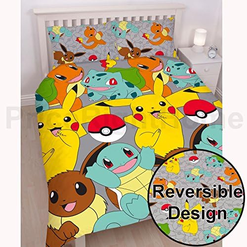 Pokemon Catch UK Double/US Full Duvet Cover Set + Matching 54" drop Curtains