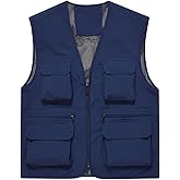ceauros Men's Utility Fishing Vest Lightweight Outdoor Zip up Travel Work Cargo Vest Jacket with Multi Pockets