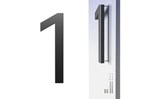 HANPIU Black House Numbers for Outside Address Number - 7 Inch Modern Metal House Number 1, 3D Effect Large Floating Door Numbers for Home Street Office