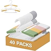 40 Pack Baby Clothes Hangers, 11-15" Adjustable Non-Slip Thickened Kid Hangers for Nursery Closet Toddlers Infant Children to Teenager (Multicolor)