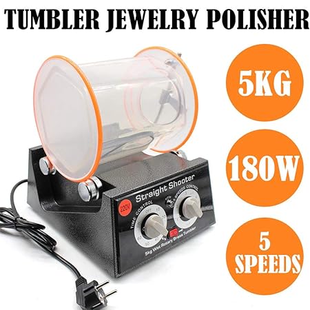 180W Poliermaschinen,YIYIBY Poliertrommel Kugelmühle Rotationspolierer Poliermaschine 5KG Rotary Jewelry Polisher Finisher Po