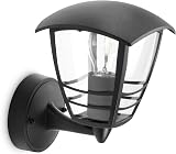 Philips Creek Outdoor Wall Light IP44 Aluminium Black E27 Bulb Sold Separately