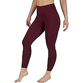 Yogalicious Womens High Waisted Leggings Squat Proof Workout Running Yoga Pants - Windsor Wine Lux 25" - XS
