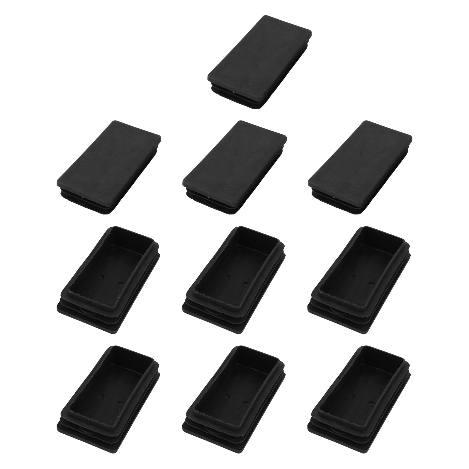 METALLIXITY Rectangle End Cap (100 x 50mm) 10Pcs, Plastic Rectangle Tube Inserts Threaded End Blanking Caps Protector - for Furniture Table Chair Legs, Black