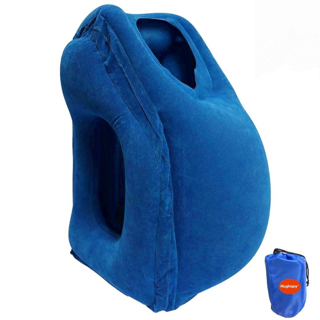 Hughapy Travel Pillow Inflatable Pillows Air Soft Cushion Trip Portable Multifunctional Pillow Nap Time Lie Prone on the Pillow (11.8